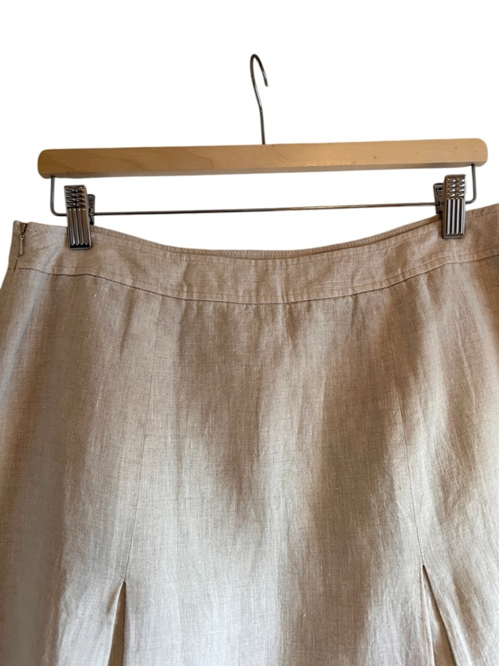 Brooks Brothers linen pleated a-line skirt in tan size 12 excellent condition - Picture 8 of 12